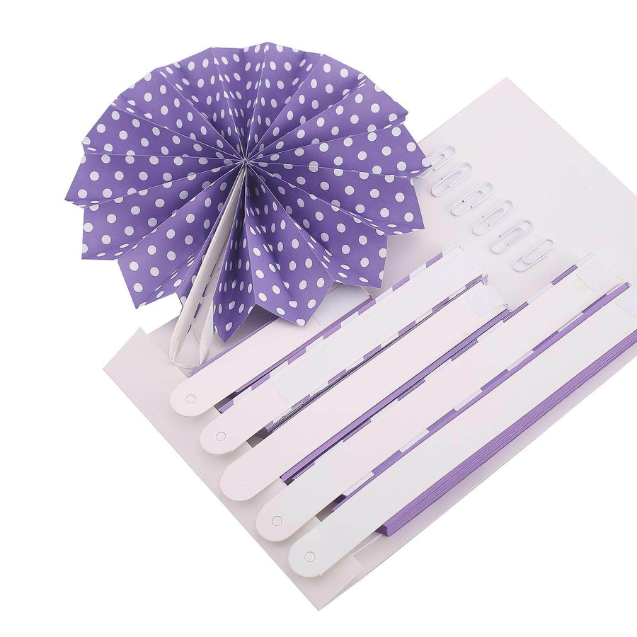Set of 6 | Purple Paper Fan Decorations | Paper Pinwheels Wall Hanging Decorations Party Backdrop Kit | 8" | 12" | 16"