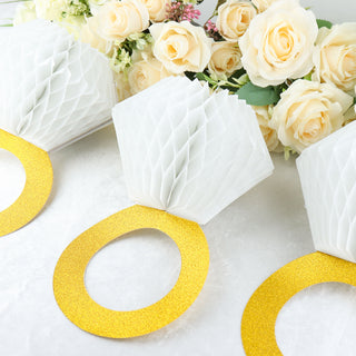 Create a Whimsical Atmosphere with White/Gold Diamond Ring Hanging Party Supplies Decorations