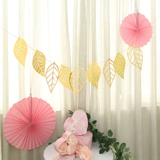 Create a Dreamy Atmosphere with the 7ft Gold Foiled Paper Assorted Leaves Hanging Garland Banner