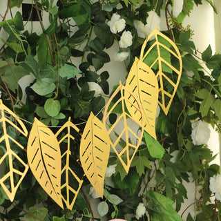 Add Festive Shimmer to Your Events with the 7ft Gold Foiled Paper Assorted Leaves Hanging Garland Banner