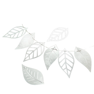 Elevate Your Event Décor with the 7ft Silver Foiled Paper Assorted Leaves Hanging Garland Banner