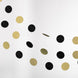 3 Pack | 7.5ft Black / Gold Circle Dot Party Paper Garland Banner, Hanging Backdrop Streamer
