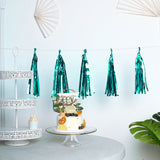 7.5ft Long Turquoise Hanging Foil Tassel Garland, Metallic Tinsel Fringe Banner Party Streamer Backdrop Decorations