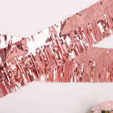 16ft Metallic Blush/Rose Gold Foil Tassel Fringe Backdrop Banner, Tinsel Garland Decor