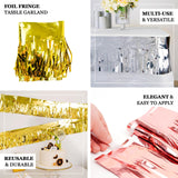 16ft Metallic Blush/Rose Gold Foil Tassel Fringe Backdrop Banner, Tinsel Garland Decor