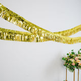 16FT Metallic Gold Foil Tassel Fringe Backdrop Banner, Tinsel Garland Decor