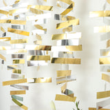 Gold & Silver Confetti-Like Paper Hanging Party Garland Streamer, Backdrop Decoration - 6.5ft
