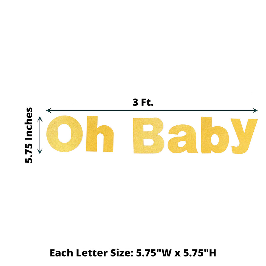 Gold Glittered Oh Baby Paper Hanging Baby Shower Garland Banner