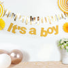 Gold Glittered It's a Boy Paper Hanging Gender Reveal Garland Banner, Baby Shower Banner