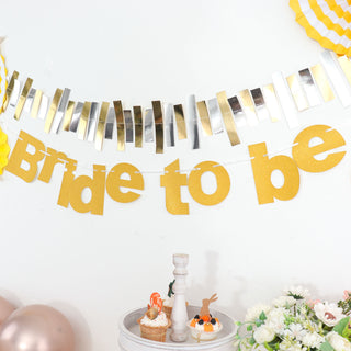 Add a Touch of Glamour to Your Wedding Celebration with the 3.5ft Gold Glittered Bride To Be Paper Hanging Bridal Shower Garland Banner