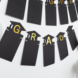 Black & Gold Congrats Grad Paper Photo Backdrop Hanging Garland Banner