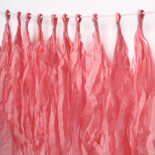 Create a Festive Atmosphere with 12 Pack Pre-Tied Coral Tissue Paper Tassel Garland