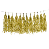 12 Pack | Pre-Tied Gold Paper Fringe Tassels With Garland String, Hanging Streamer Banner