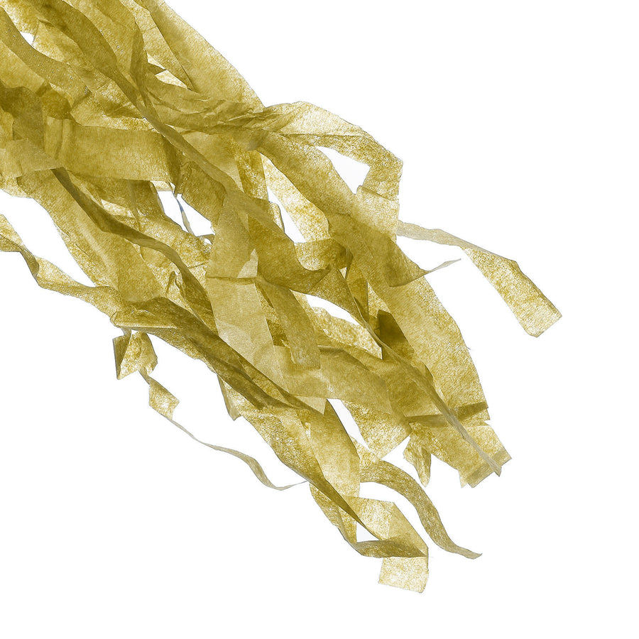 12 Pack | Pre-Tied Gold Paper Fringe Tassels With Garland String, Hanging Streamer Banner
