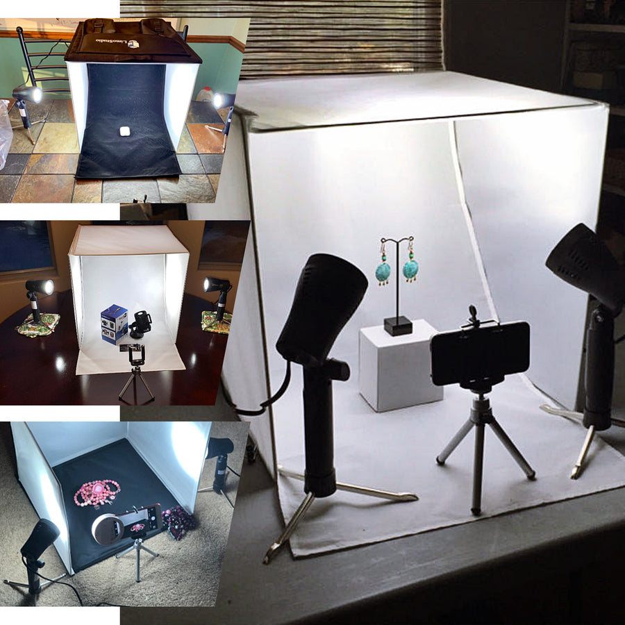 16x16inch Table Top Photo Studio Lighting Tent Box Kit, Photography Prop Shoot Set