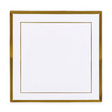10 Pack - 10inch Gold Trim White Square Plastic Disposable Dinner Plates#whtbkgd