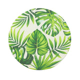 Round Green Tropical Leaf Woven Cotton Table Placemats, Outdoor Braided Dining Placemats#whtbkgd