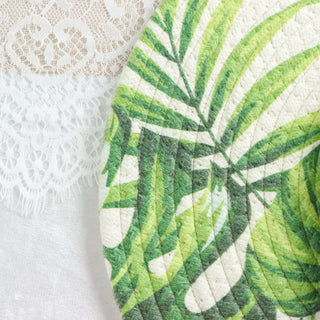 Versatile and Durable Green Tropical Leaf Woven Cotton Table Placemats for Any Occasion
