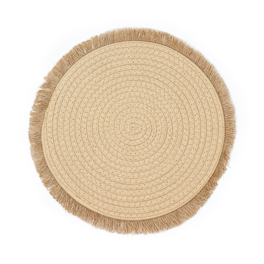 Round Natural Rustic Burlap Jute Placemats Fringed Edges, Farmhouse Placemats with Trim#whtbkgd