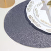 6 Pack | Charcoal Gray Sparkle Placemats, Non Slip Decorative Oval Glitter Table Mat
