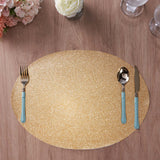 6 Pack | Champagne Sparkle Placemats, Non Slip Decorative Oval Glitter Table Mat