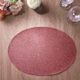 6 Pack | Coral Sparkle Placemats, Non Slip Decorative Oval Glitter Table Mat