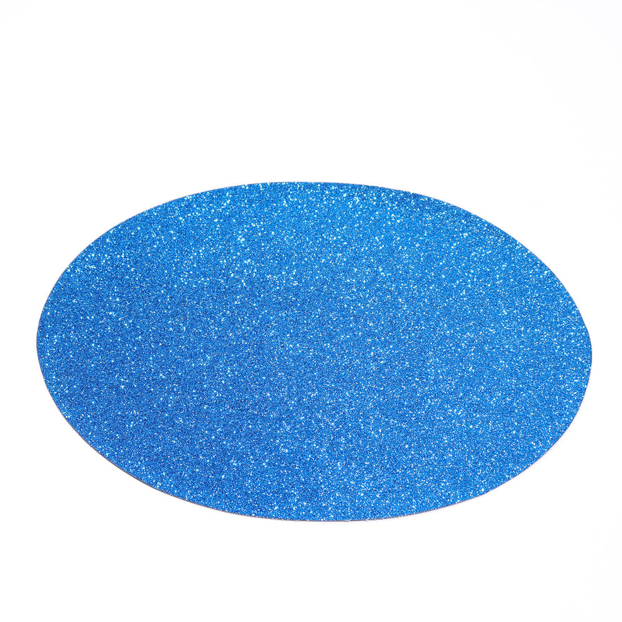 6 Pack | Royal Blue Oval Sparkle Placemats, Non Slip Glitter Decorative Table Mats#whtbkgd