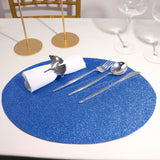 6 Pack | Royal Blue Oval Sparkle Placemats, Non Slip Glitter Decorative Table Mats