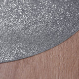 6 Pack | Charcoal Gray Sparkle Placemats, Non Slip Decorative Round Glitter Table Mat