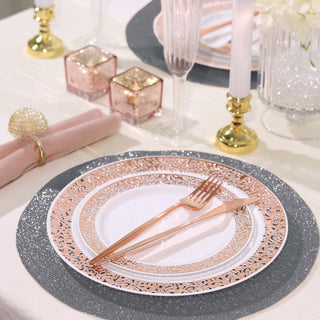 Elevate Your Event Decor with Charcoal Gray Sparkle Placemats