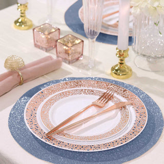 Elevate Your Tablescapes with Dusty Blue Sparkle Placemats