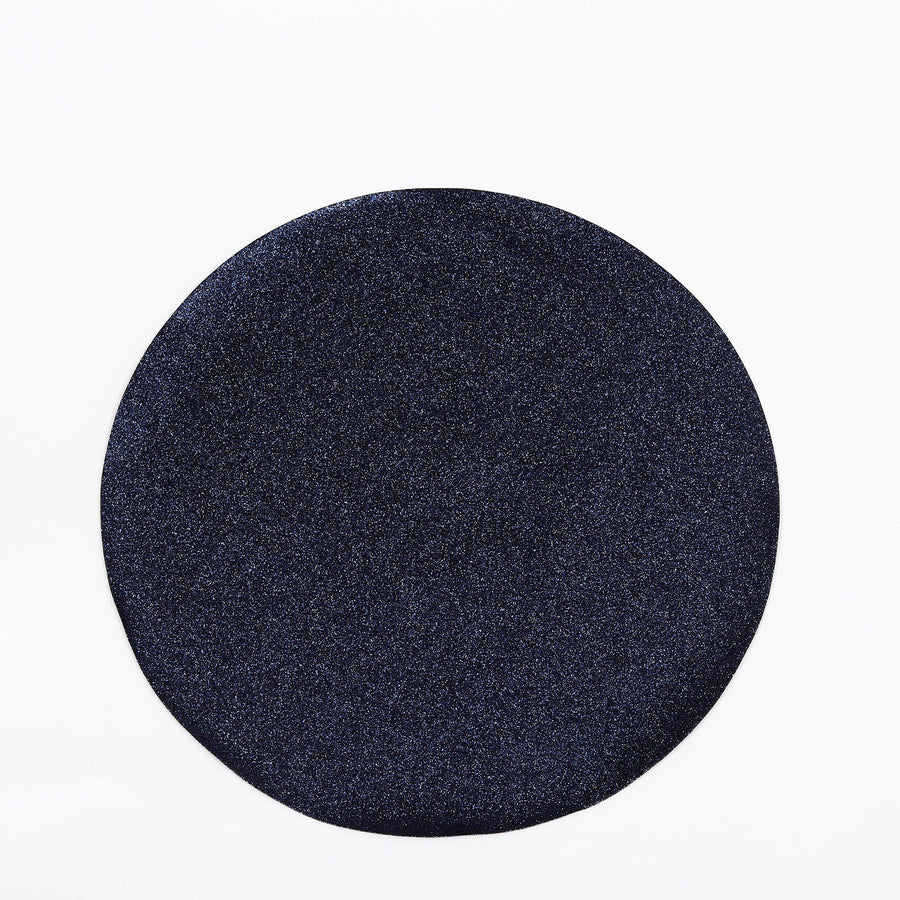 6 Pack | Navy Blue Sparkle Placemats, Non Slip Decorative Round Glitter Table Mat#whtbkgd