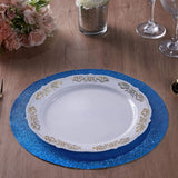 6 Pack | Royal Blue Sparkle Placemats, Non Slip Decorative Round Glitter Table Mat