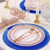 6 Pack | Royal Blue Sparkle Placemats, Non Slip Decorative Round Glitter Table Mat