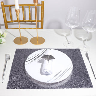 Charcoal Gray Sparkle Placemats: The Perfect Addition to Your Event Décor