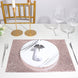 6 Pack | Blush Rose Gold Sparkle Placemats, Non Slip Decorative Rectangle Glitter Table Mat