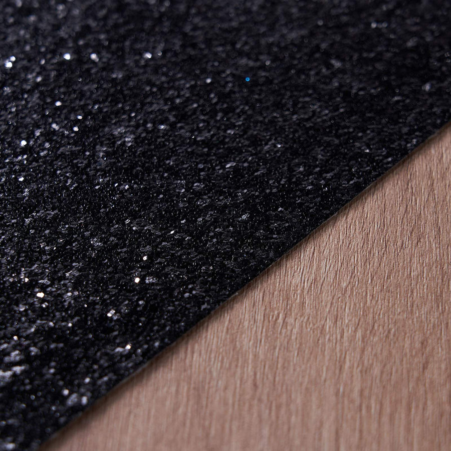 6 Pack | Black Sparkle Placemats, Non Slip Decorative Rectangle Glitter Table Mat