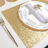 6 Pack | Champagne Sparkle Placemats, Non Slip Decorative Rectangle Glitter Table Mat