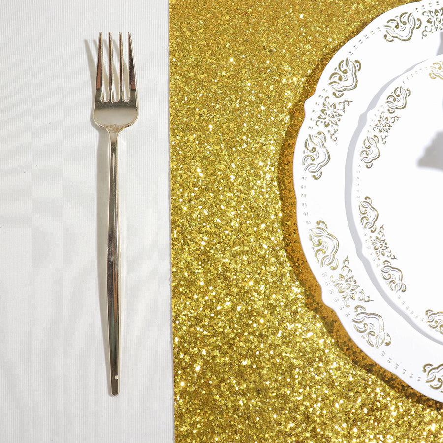 6 Pack | Gold Sparkle Placemats, Non Slip Decorative Rectangle Glitter Table Mat