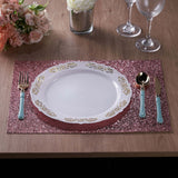 6 Pack | Pink Sparkle Placemats, Non Slip Decorative Rectangle Glitter Table Mat