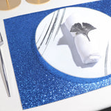 6 Pack | Royal Blue Sparkle Placemats, Non Slip Decorative Rectangle Glitter Table Mat