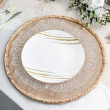 15inch Round Natural Rustic Burlap Jute Placemats Braided Edges, Farmhouse Placemats with Trim