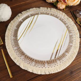 Create a Stunning Table Setting with Natural Jute and White Mandala Print Placemats