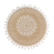Jute & White Embroidery Mandala Print Placemats, Rustic Round Woven Burlap Tassel Table Mats#whtbkgd