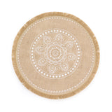 4 Pack | Natural 15inch Jute Fringe White Embroidery Print Placemats#whtbkgd