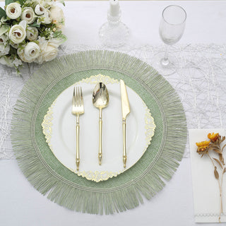 Enhance Your Dining Experience with 4 Pack of Sage Green Rustic Farmhouse Burlap Tassel Table Mats