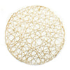 6 Pack | 15inch Gold Metallic String Woven Placemats, Round Table Mats#whtbkgd