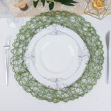 6 Pack | 15inch Olive Green Paper Fiber Woven Placemats, Round Table Mats