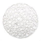 6 Pack | 15inch Silver Metallic String Woven Placemats, Round Table Mats#whtbkgd