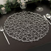 6 Pack | 15inch Silver Metallic String Woven Placemats, Round Table Mats